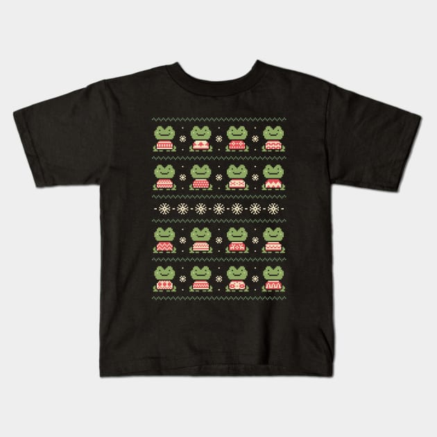 Frogs In Sweaters (Dark) Kids T-Shirt by HandsOffMyDinosaur